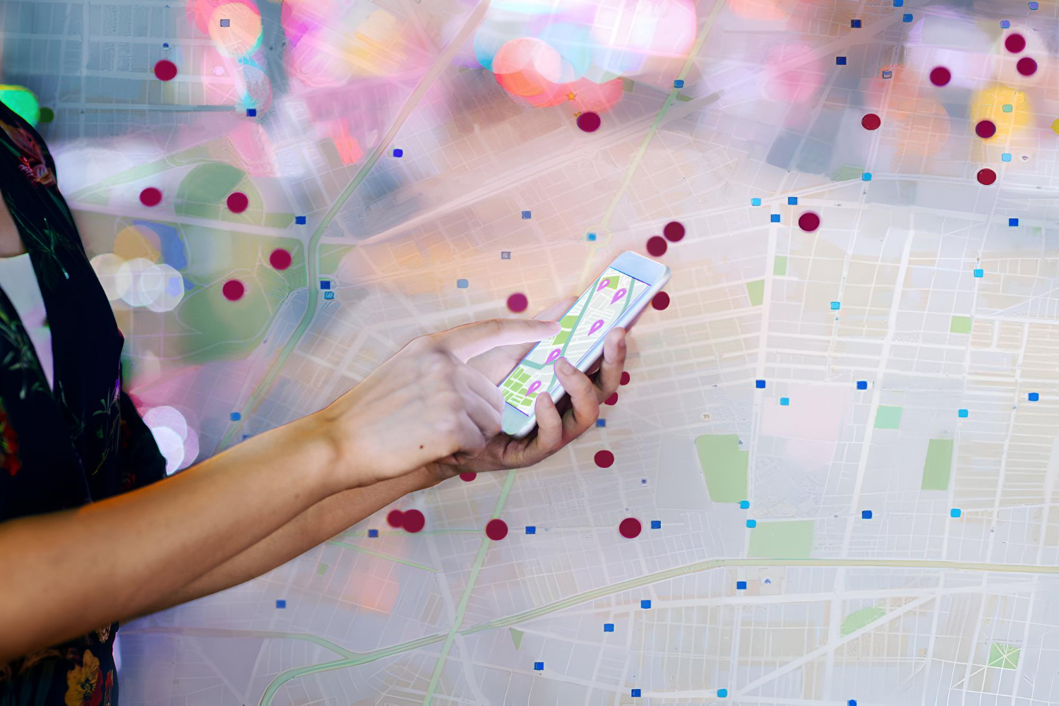 man using map on phone